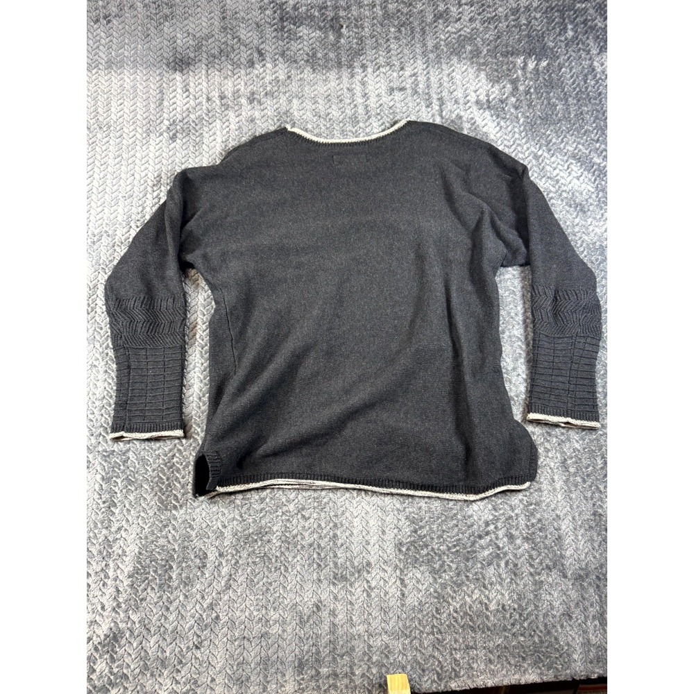 Carbon‎ 2 Cobalt Sweater Womens Large Gray Textured Knit Cotton Preppy Split Hem - Picture 5 of 6